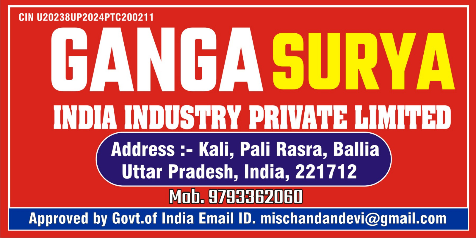 Gangasurya India Industry Pvt. Ltd. Banner